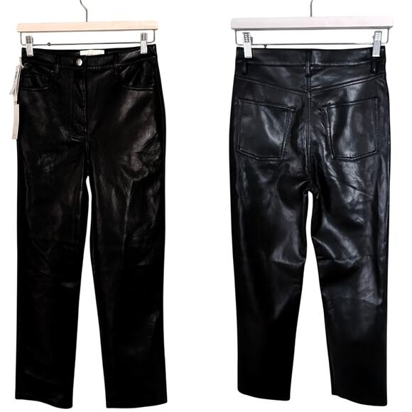 NWT Aritzia Wilfred The Melina Faux Leather Pants Vegan Black Size 2 - Picture 2 of 8